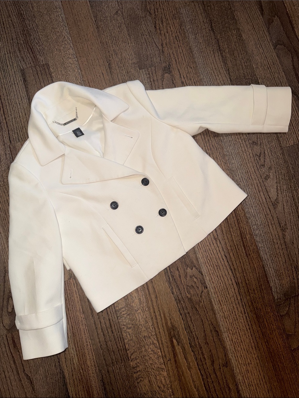 White House Black Market Ivory Cropped Double Breasted Jacket Size 4